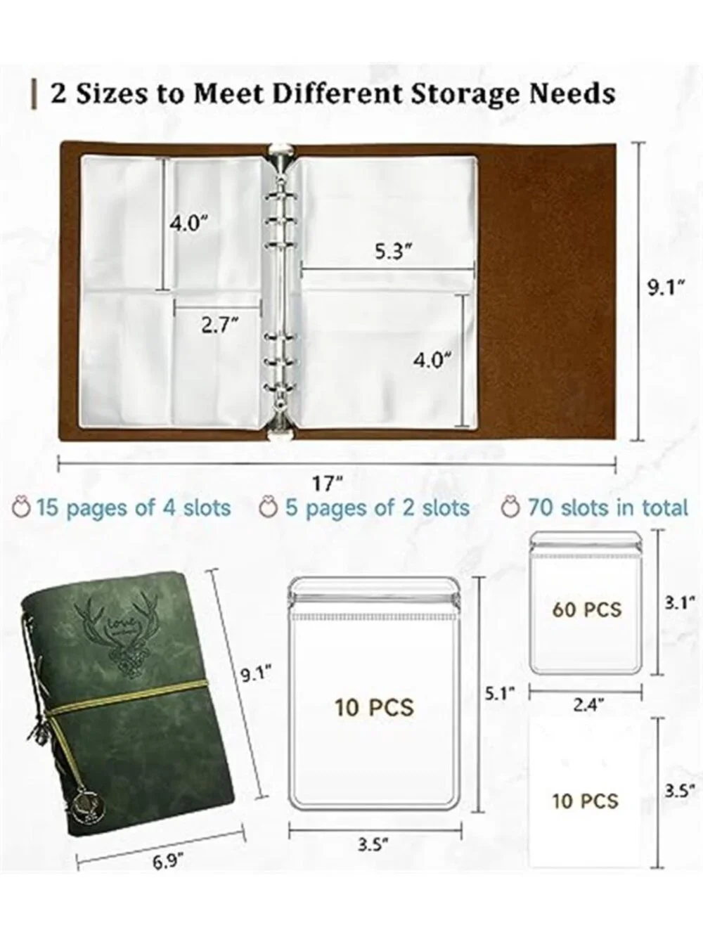 Travel Jewelry Organizer Book 70 Grid Necklace Ring Earring Storage Case